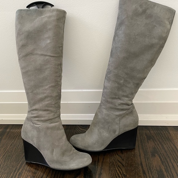 Cole Haan tall suede grey wedge boots. Size 7.5. - Picture 10 of 11